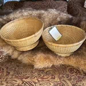 Set of (2)!!Threshold Bamboo Boho Baskets